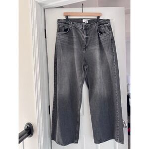 Reformation Cary Low Rise Slouchy Wide Leg Jeans Black 34